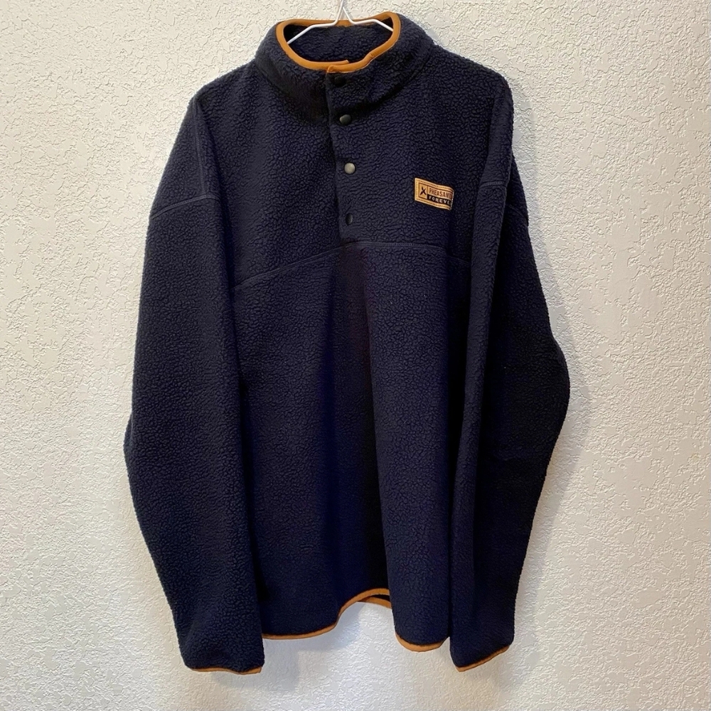 ***Pheasants Forever Black Fleece Pullover with Orange Trim Size 2X